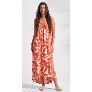 XIX Palms x Tribal Orange Tropical Palm Print Hi Low Maxi Dress  Medium